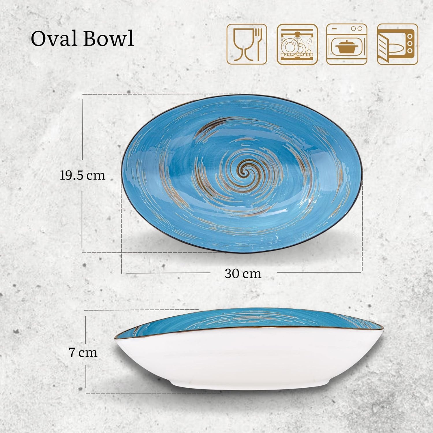 Wilmax Schale oval 30 cm Blau Porzellan WL-669641/A