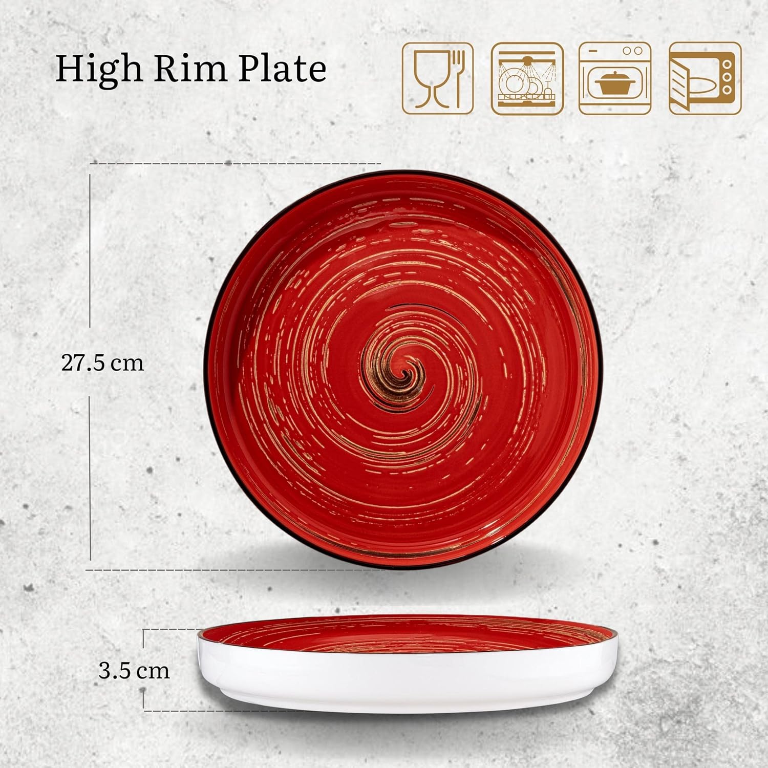 Wilmax Teller 28 cm Rot Porzellan WL-669220/A