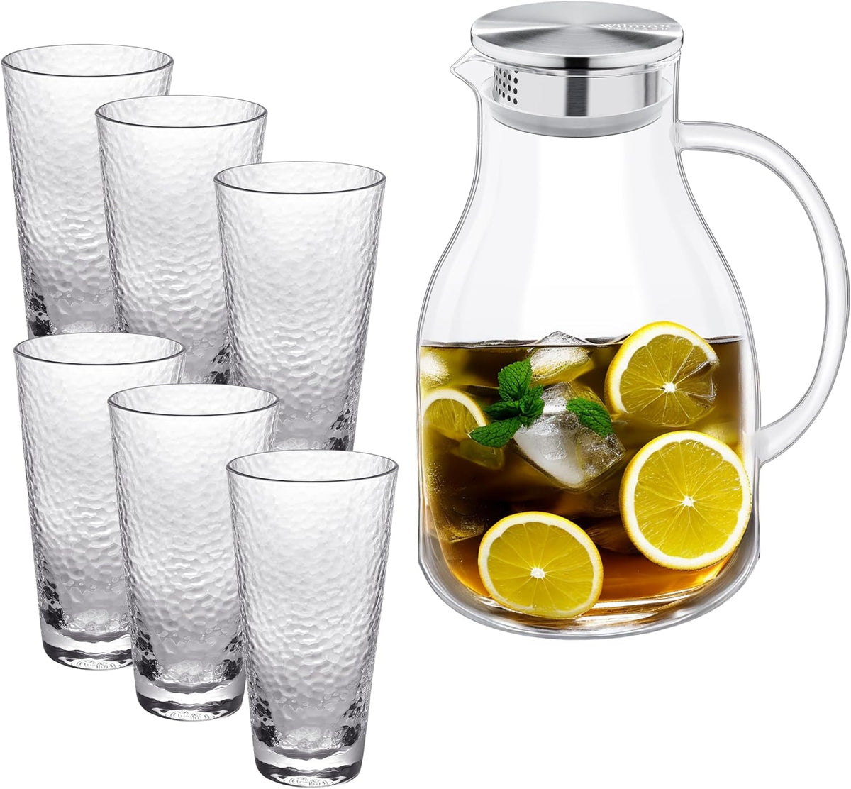 Wilmax Karaffe mit 6 Gläsern Thermoglas Set WL-888211/A-888630/A6