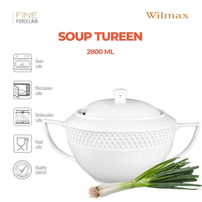 Wilmax Suppenterrine mit Deckel 2800 ml Weiß Porzellan WL-880101511/A