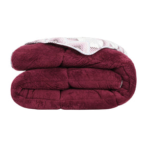 Luxus Wellsoft Wende-Bettdecke Set 220 x 240 cm - Bordeaux, extra große Bettdecke mit Kissenbezügen, kuschelig und warm