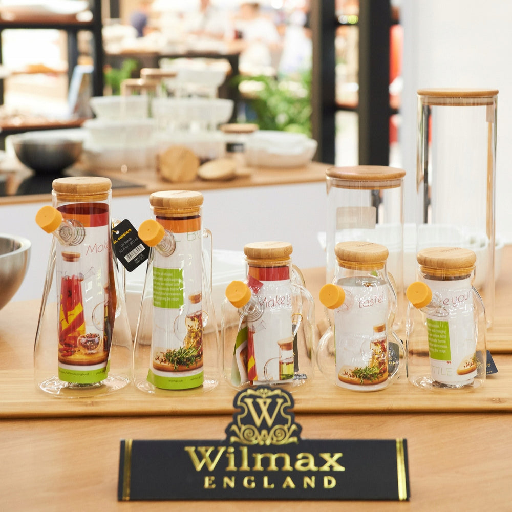 Wilmax Ölflasche 500 ml Glas mit Bambusdeckel WL-888964/A