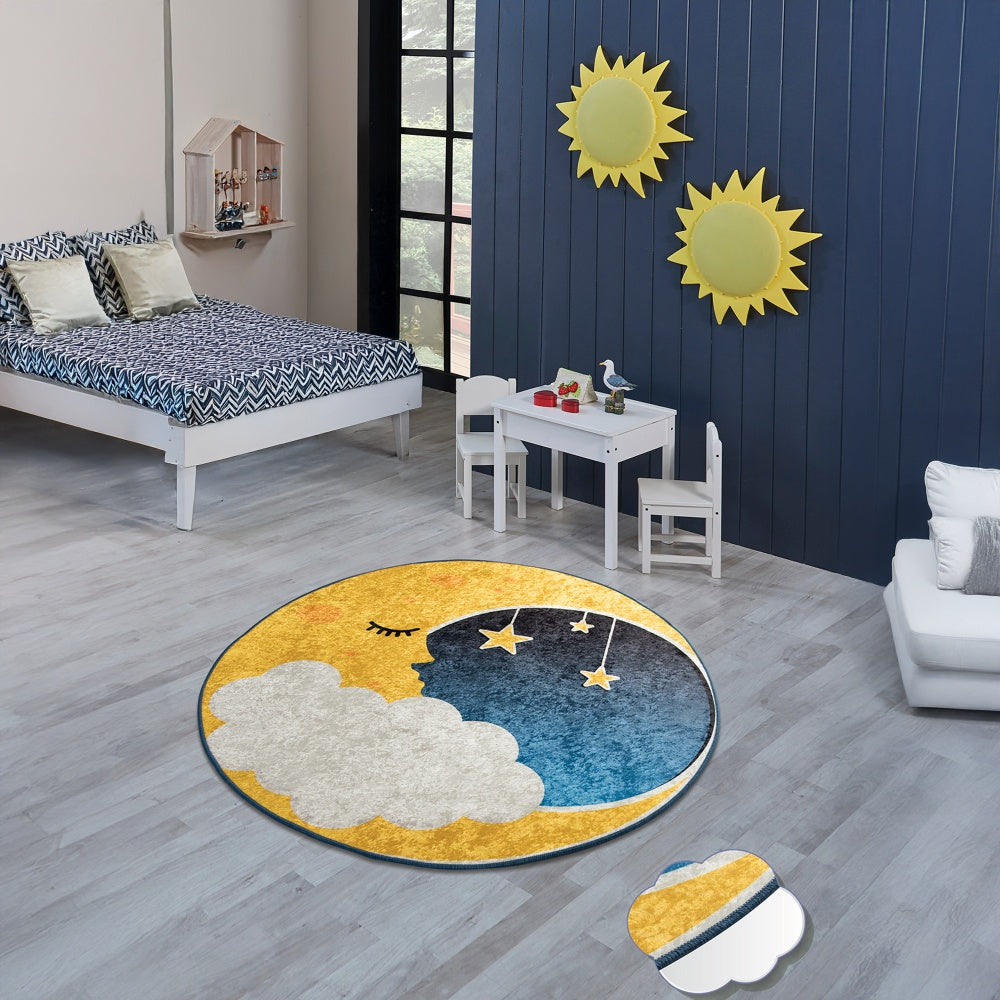 Bosdela Kinder- und Babyteppich - runder Kinderzimmerteppich, Ø 140 cm, verschiedene Designs