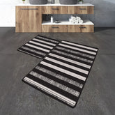 Bosdela Badematten-Set Barcode, 2-teilig, 60 × 100 cm + 50 × 60 cm, rutschfest und waschbar