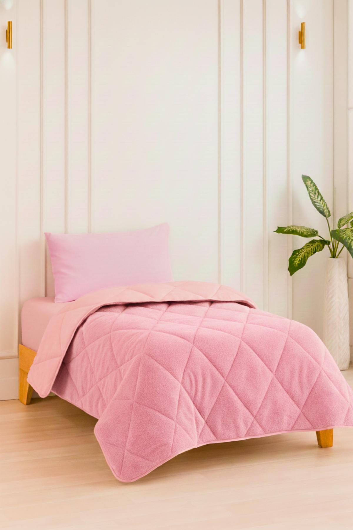Wellsoft Bettdecke Rosa 135x200 cm - Wendbare Ganzjahresdecke, Doppelseitiges Steppbett mit 300 g/m² Füllung, Weich & Pflegeleicht