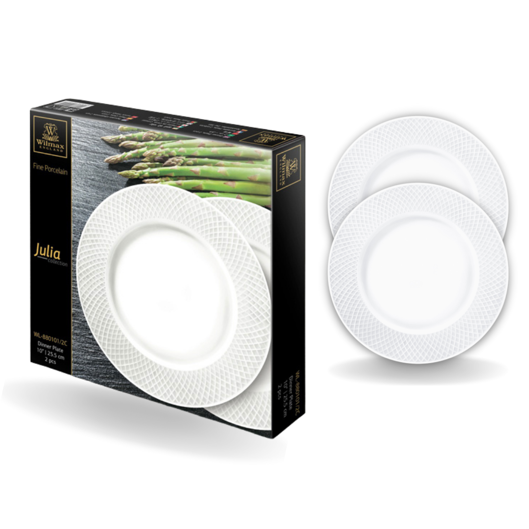 Wilmax Speiseteller 25,5 cm Weiß Porzellan 2er Set WL-880101/2C
