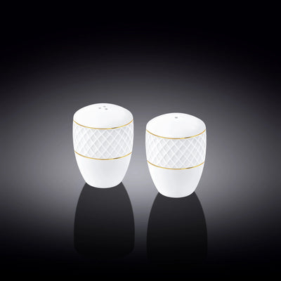 Wilmax Diamond Gold Salz & Pfeffer Set Weiß Porzellan