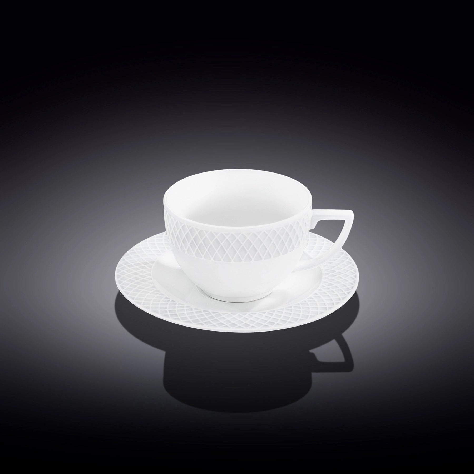 Wilmax Tasse mit Untertasse 240 ml Weiß Porzellan 6er Set