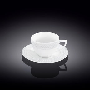 Wilmax Tasse mit Untertasse 240 ml Weiß Porzellan 6er Set