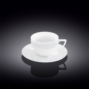 Wilmax Tasse mit Untertasse 240 ml Weiß Porzellan WL-880105/AB
