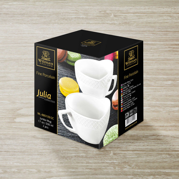 Wilmax Jumbo Tasse 500 ml Weiß Porzellan 2er Set WL-880109/2C