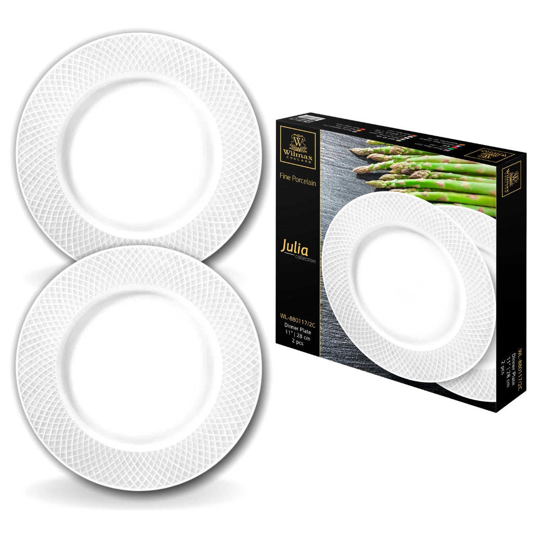 Wilmax Teller 28 cm Weiß Porzellan 2er Set WL-880117/2C