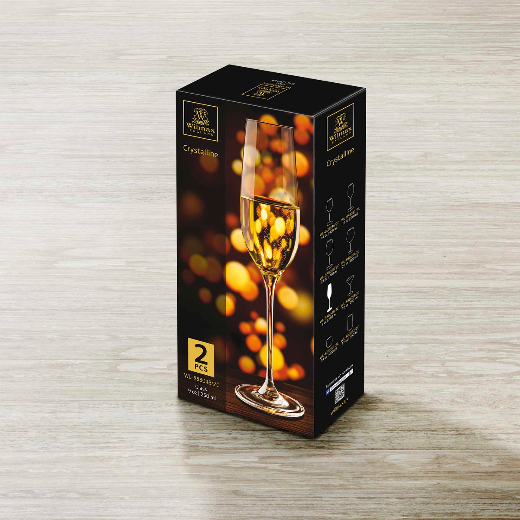 Wilmax Champagnerflöte 260 ml Kristallglas Transparent 2er Set WL-888048/2C