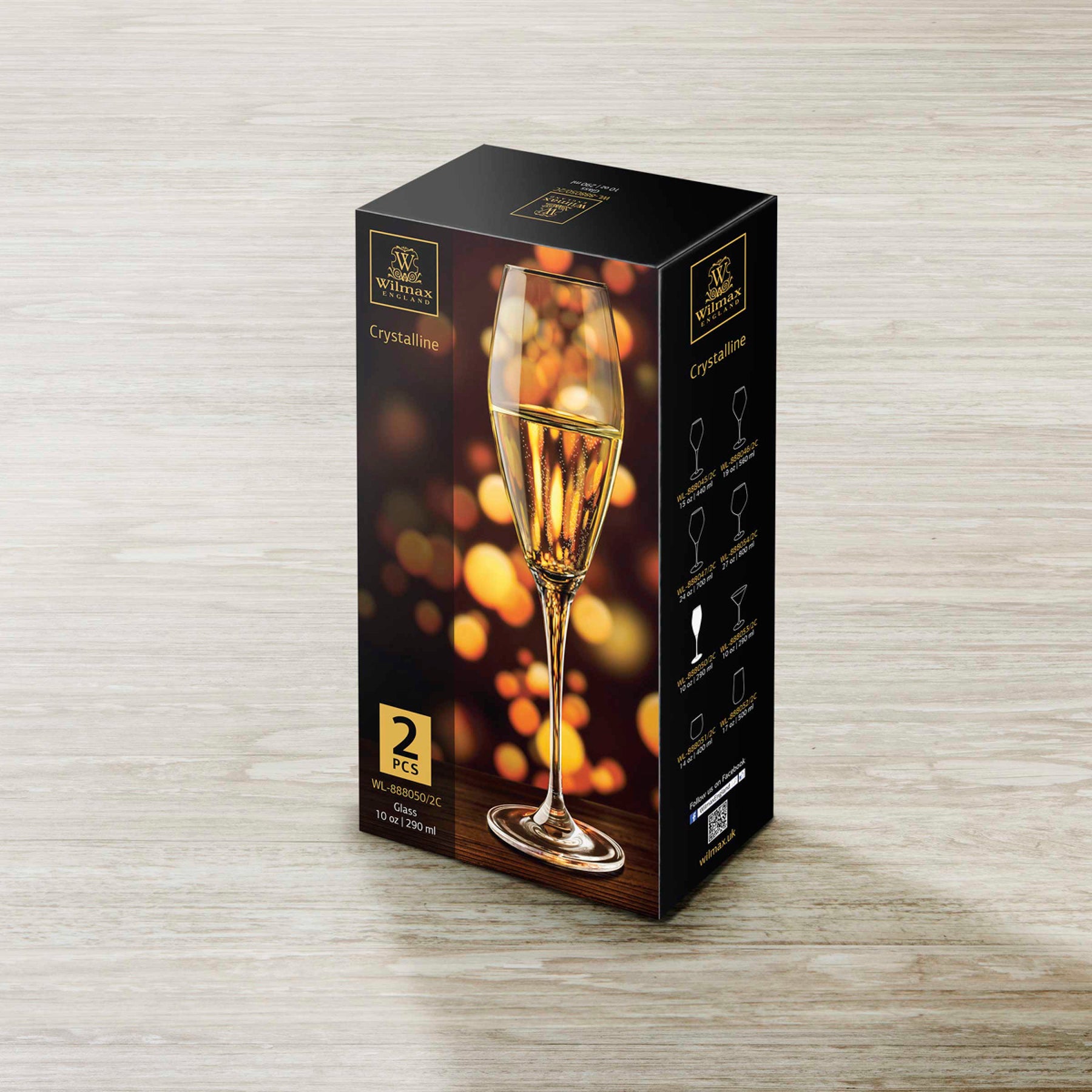 Wilmax Champagnerflöte 290 ml Kristallglas Transparent 2er Set WL-888050/2C