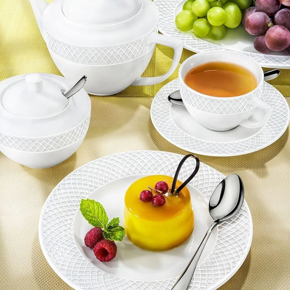 Wilmax Tasse mit Untertasse 90 ml Weiß Porzellan 6er Set WL-880101400/AB6