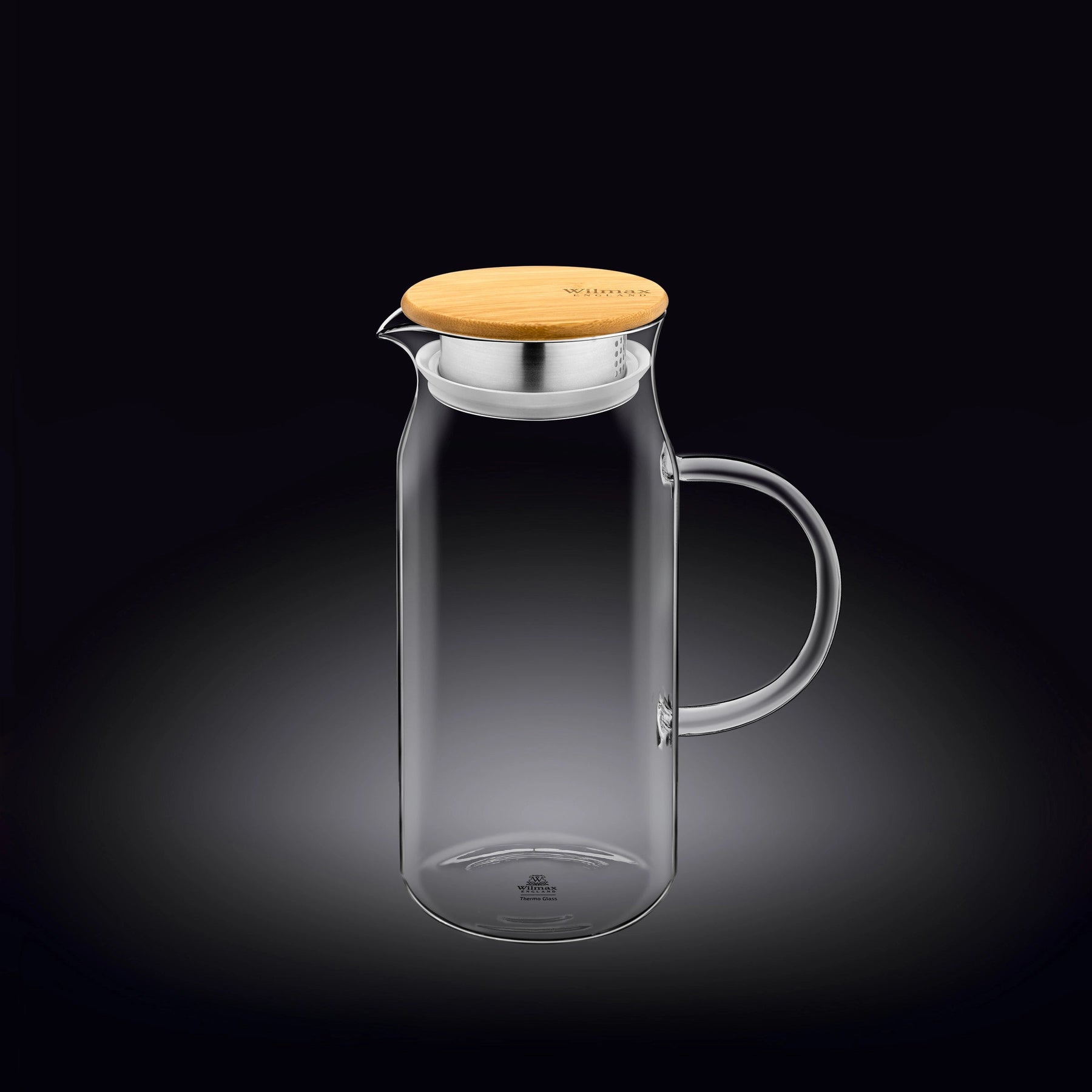 Wilmax Borosilikat Glas Krug mit Bambusdeckel