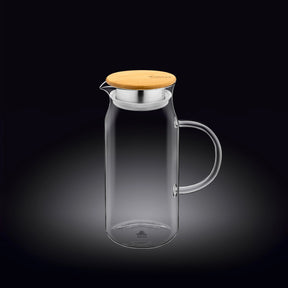 Wilmax Borosilikat Glas Krug mit Bambusdeckel