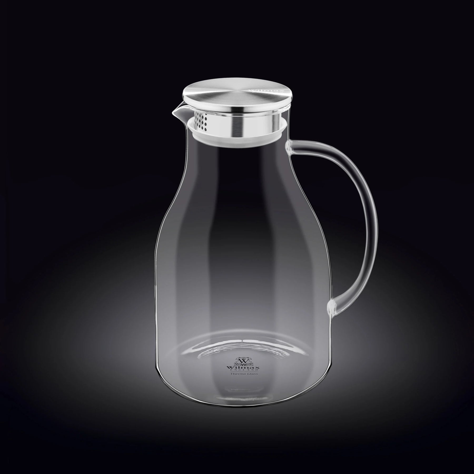 Wilmax Borosilikat Glas Krug mit Edelstahl-Deckel