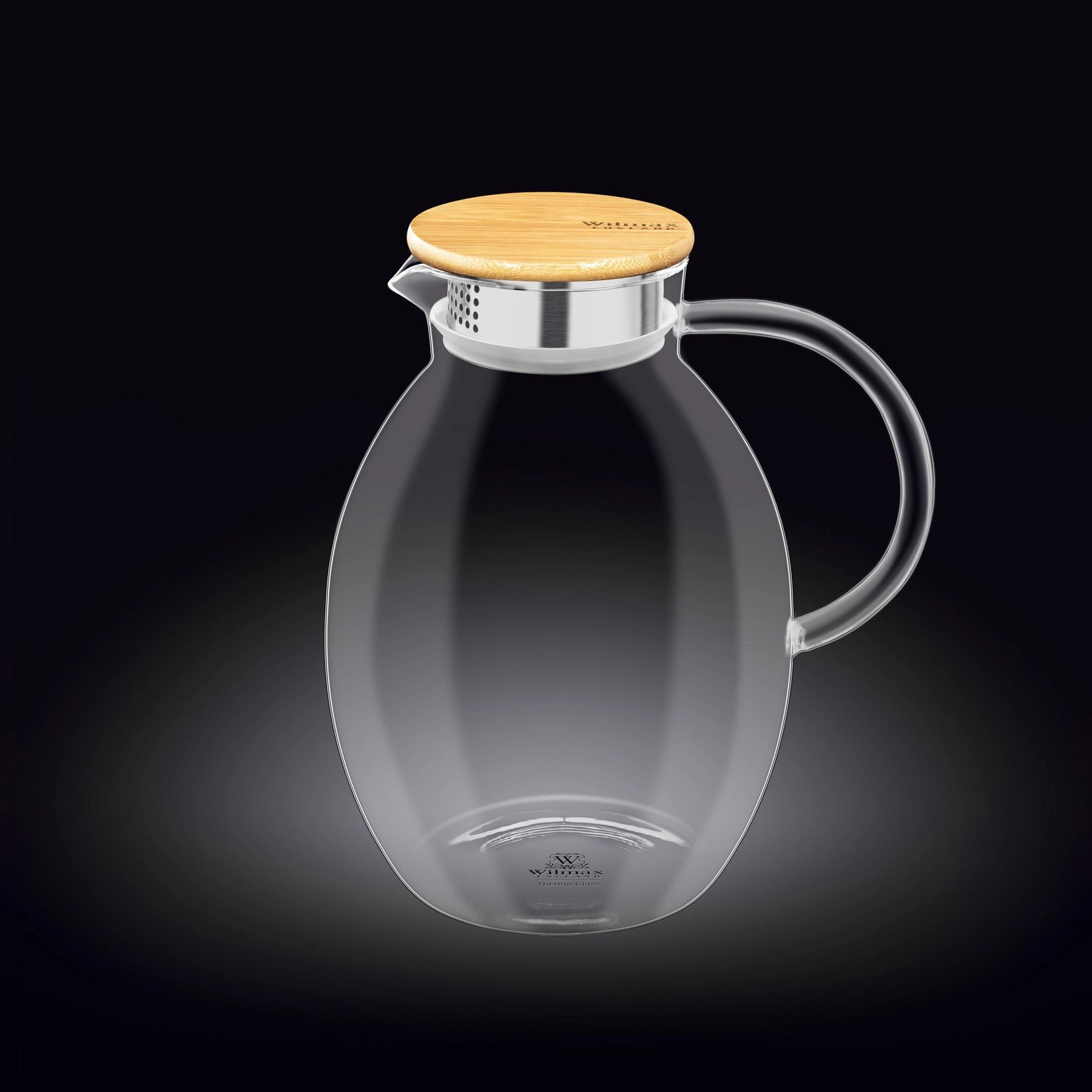 Wilmax Karaffe 1900 ml Thermoglas mit Bambusdeckel Transparent WL-888216/A