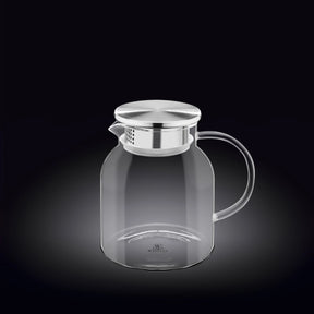 Wilmax Karaffe 1000 ml Thermoglas mit Edelstahl Deckel Transparent