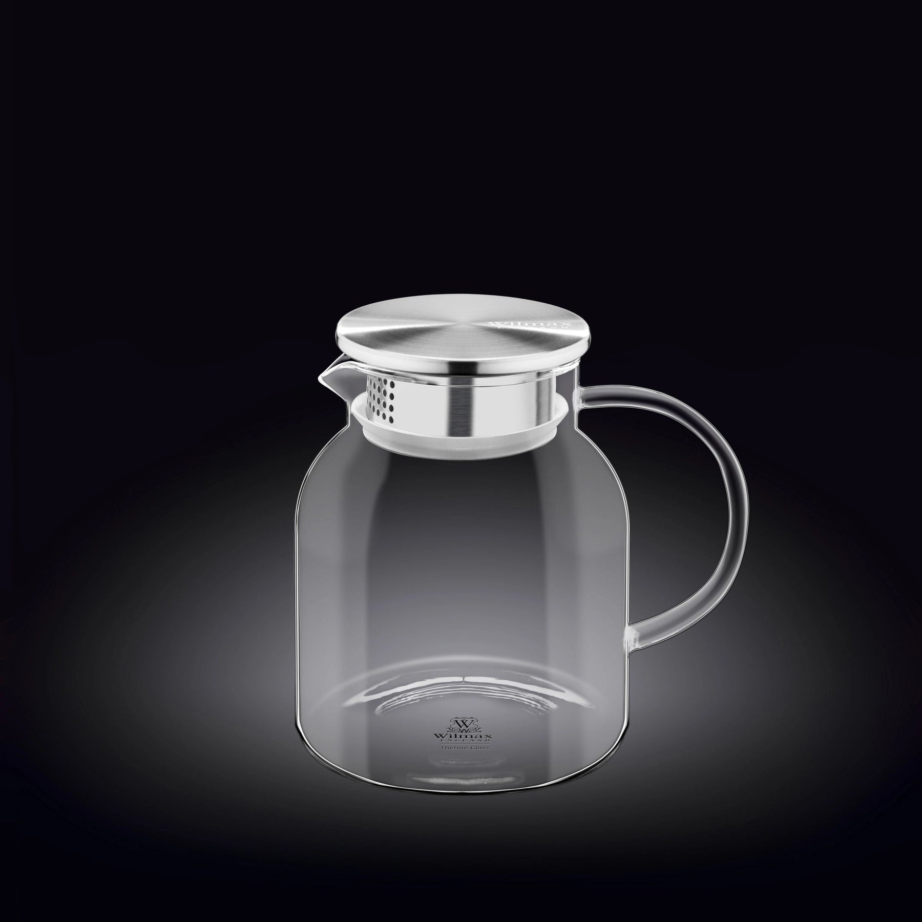 Wilmax Borosilikat Glas Krug mit Edelstahl-Deckel