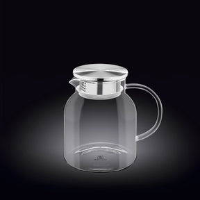 Wilmax Borosilikat Glas Krug mit Edelstahl-Deckel