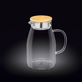 Wilmax Karaffe 1900 ml Thermoglas mit Bambusdeckel Transparent WL-888216/A