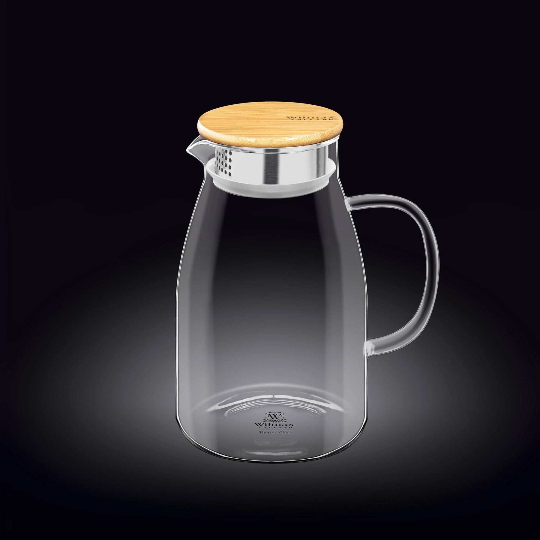 Wilmax Karaffe 1900 ml Thermoglas mit Bambusdeckel Transparent WL-888216/A