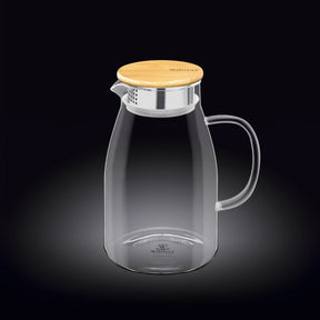 Wilmax Karaffe 1900 ml Thermoglas mit Bambusdeckel Transparent WL-888216/A