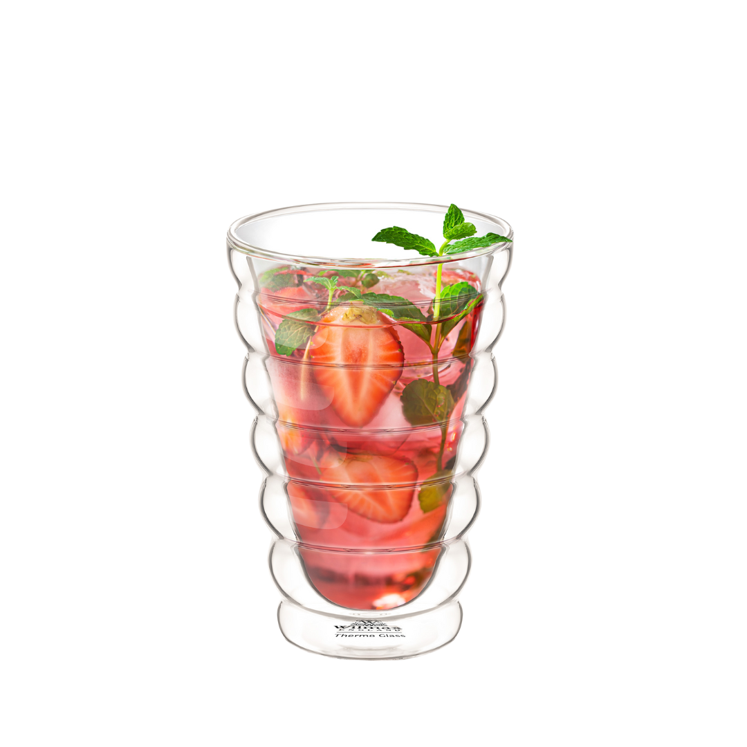 Wilmax Doppelwandiger Thermoglas Becher 350 ml Transparent WL-888417/A