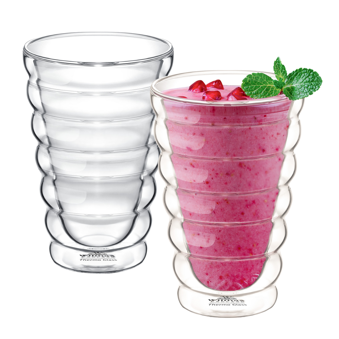 Wilmax Doppelwandiger Thermoglas Becher 400 ml Transparent WL-888418/A