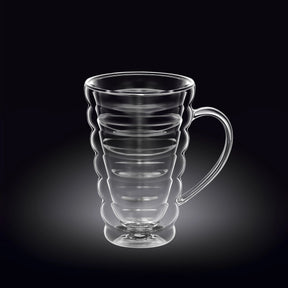 Wilmax Doppelwandige Thermoglas-Tasse mit Henkel