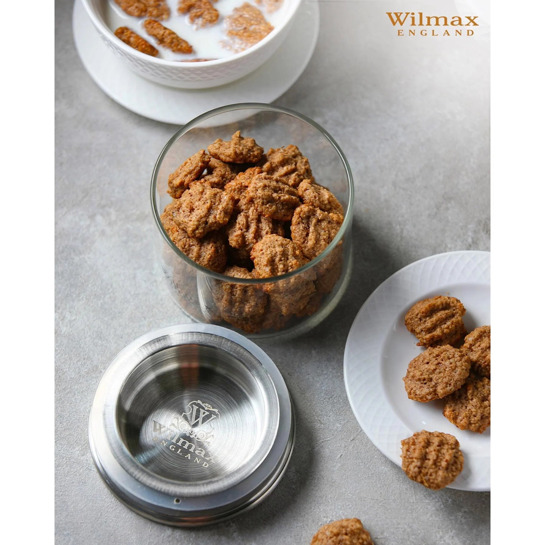 Wilmax Vorratsglas 600 ml mit Edelstahldeckel 3er Set WL-888512/A3