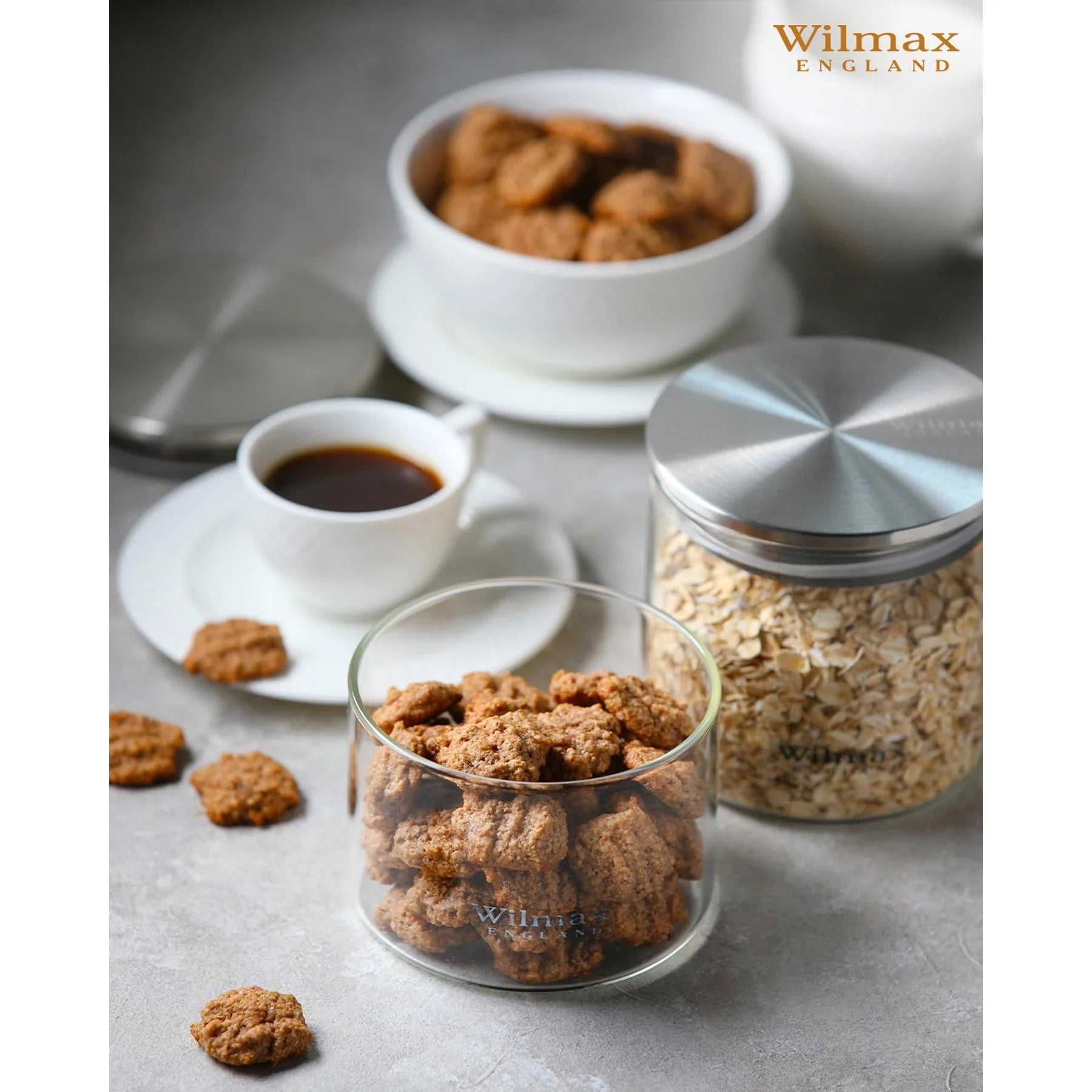 Wilmax Vorratsglas 600 ml mit Edelstahldeckel 3er Set WL-888512/A3