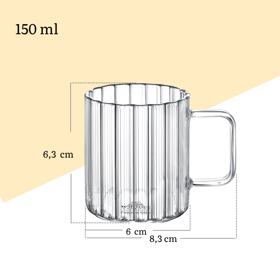 Wilmax Rillentasse 150 ml Thermoglas 6er Set WL-888613/A6