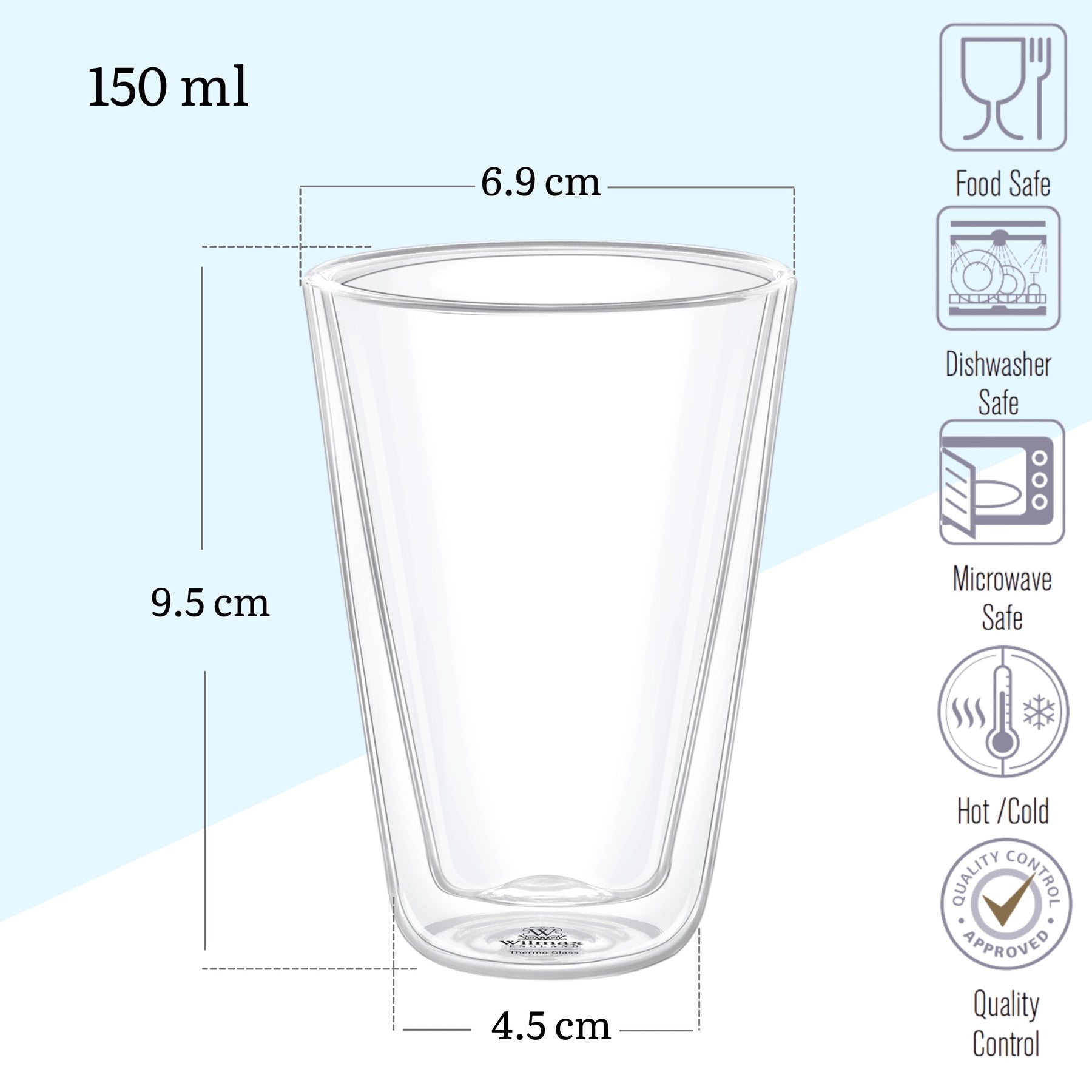 Wilmax Doppelwandiges Glas 300 ml Transparent WL-888705/A