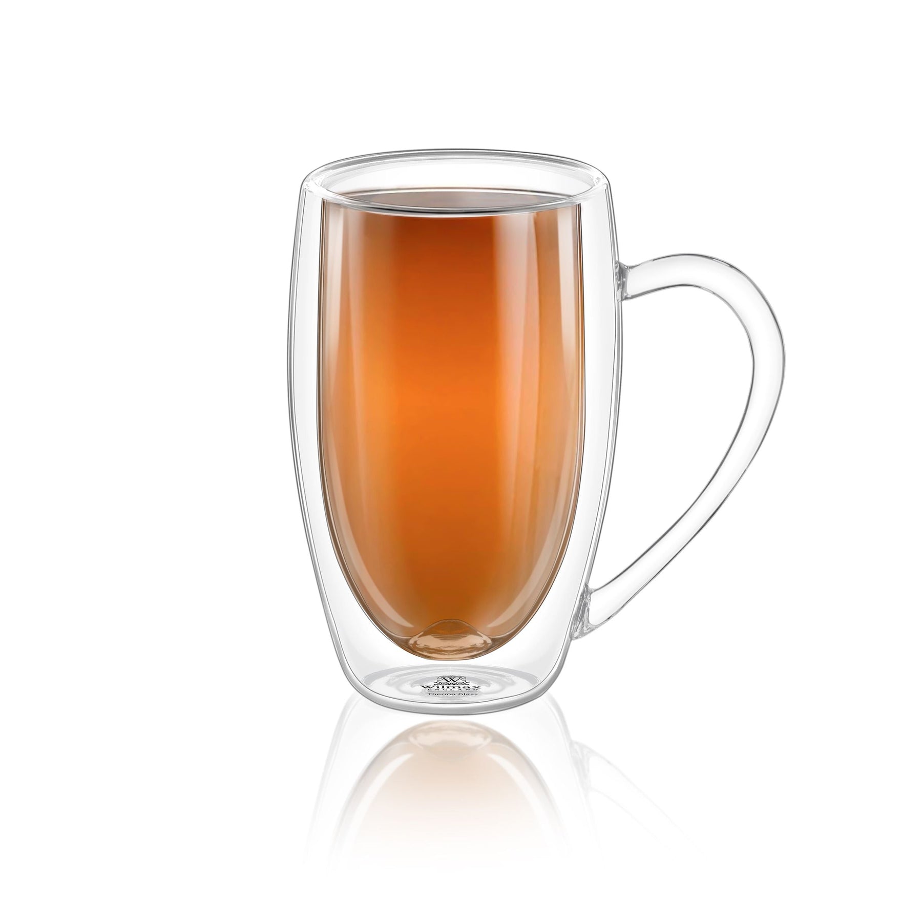 Wilmax Doppelwandige Thermoglas-Tasse mit Henkel