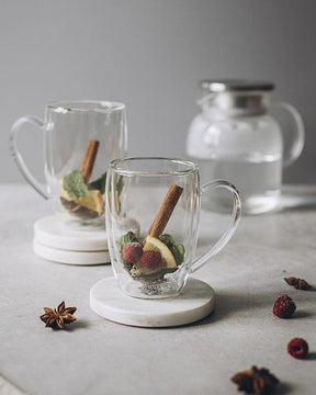 Wilmax Doppelwandige Thermoglas-Tasse mit Henkel