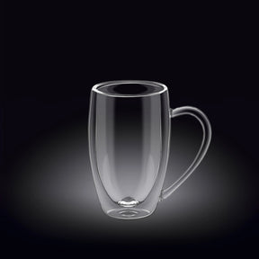 Wilmax Doppelwandige Thermoglas-Tasse mit Henkel