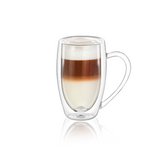 Wilmax Doppelwandige Thermoglas-Tasse mit Henkel