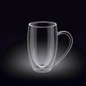 Wilmax Doppelwandige Thermoglas-Tasse mit Henkel