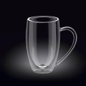 Wilmax Doppelwandige Thermoglas-Tasse mit Henkel