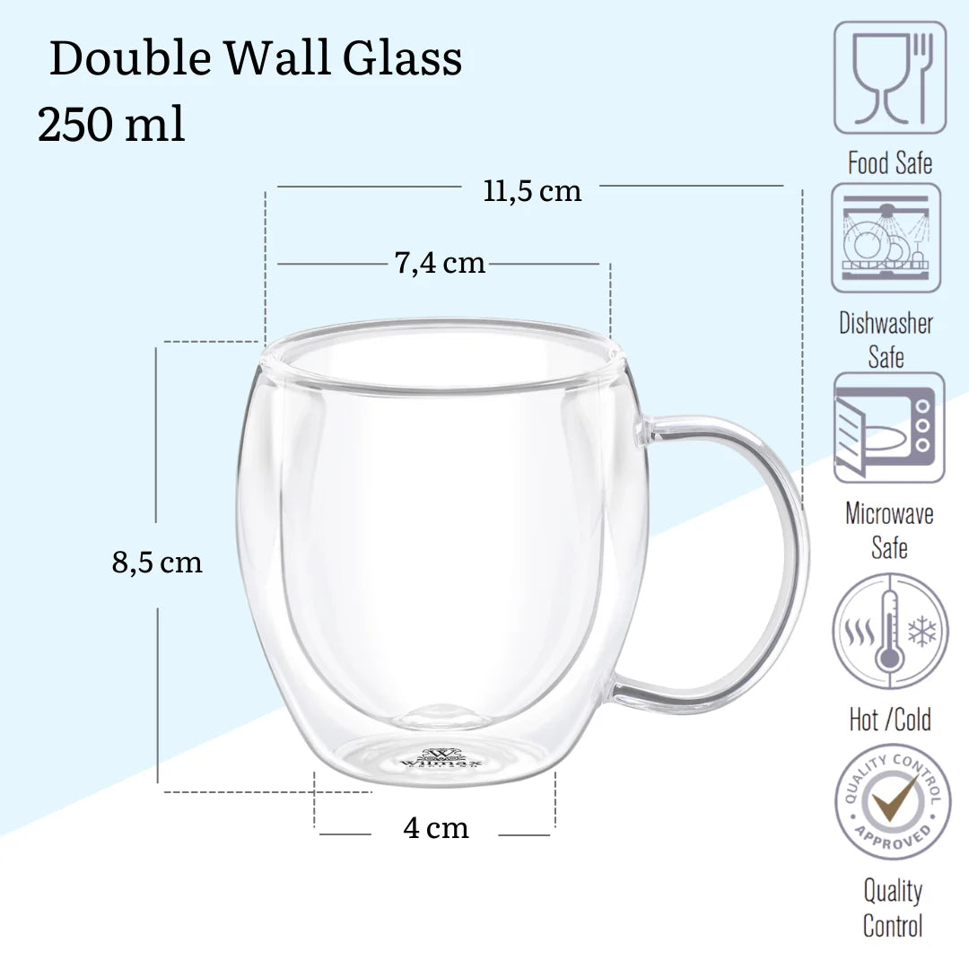 Wilmax Doppelwandige Tasse 200 ml Transparent WL-888745/A