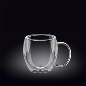 Wilmax Doppelwandige Thermoglas-Tasse mit Henkel