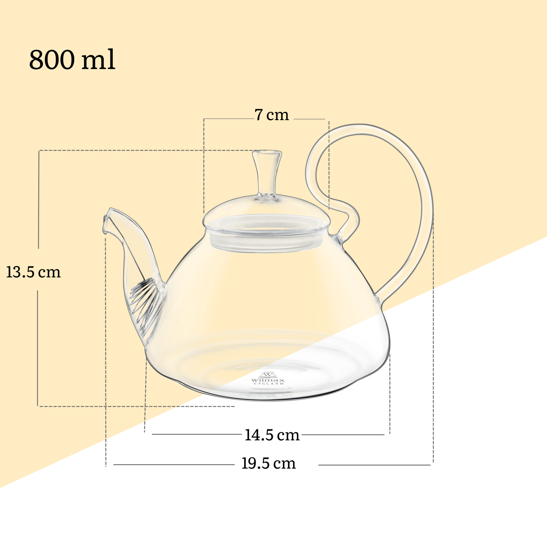 Wilmax Teekanne 800 ml hitzebeständiges Borosilikatglas