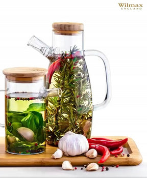 Wilmax Ölflasche 900 ml Glas mit Ausgießer und Filter WL-888958/A
