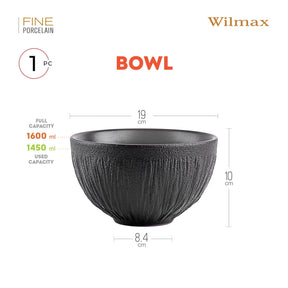 Wilmax Schale 1600 ml Schwarz Porzellan WL-664118/A
