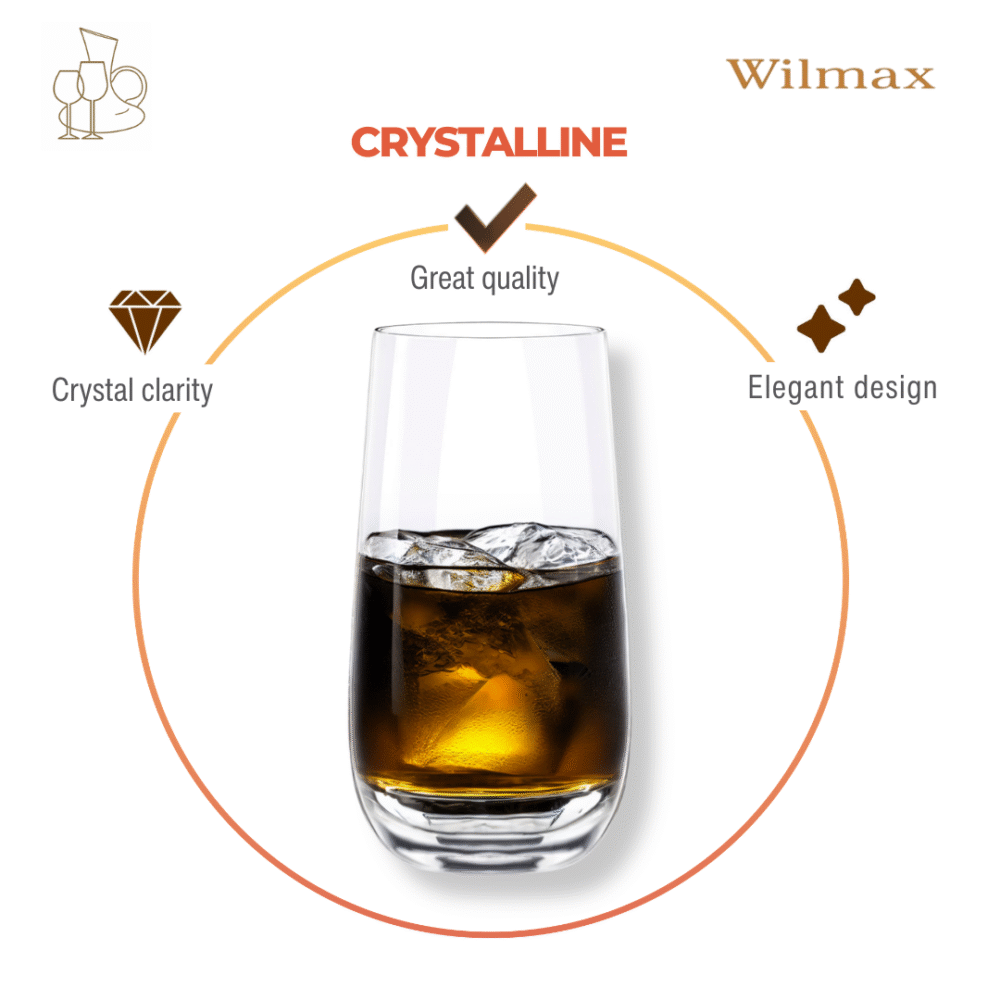 Wilmax Longdrinkglas 540 ml Kristallglas Transparent 6er Set WL-888022/6A
