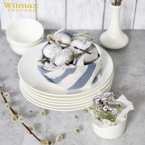 Wilmax Speiseteller 23 cm aus Porzellan, Weiß