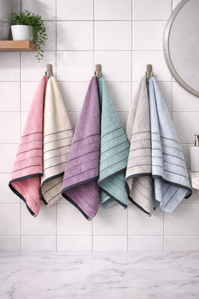 80 % Baumwolle, mehrfarbiges Hand- und Gesichtshandtuch-Set - 6-teilig (50 × 90 cm)